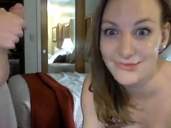 Cam model with sweet shaved slit gets facialed