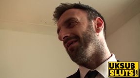 Redhead UK Subslut gets throat-fucked and slaps during hardcore cowgirl