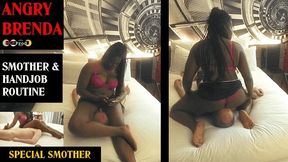 EBONY GODDESS BRENDA makes SMOTHERING AND HANDJOBS IGNORE ROUTINE watching TV (HD)