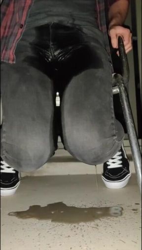 Pissing in tight jeans on balcony thick desperation