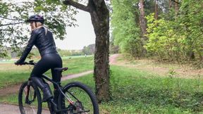 Blond biker gets fucked hard and pissed on in public