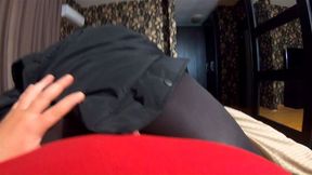 My impotent husband wants face fucking, doggystyle and Cumming over my long Black winter Jacket 183