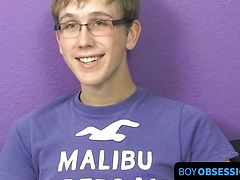 BoyObsession.com - Jockstrap and glasses twink Tommie Reed's hot solo stroking