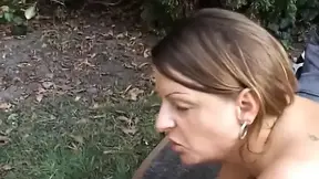 Nasty backdoor pound on the lawn
