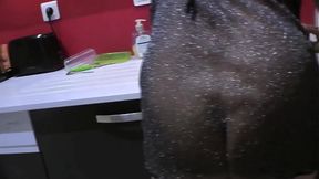Only anal : Dirty grandmother gets fucked in the kitchen by a black guy !