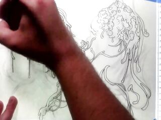 One Hot Mess Line Art Timelapse by Drenched The Facial Artist