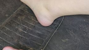 My car gets stuck in the mud, but this time filmed from a POV showing my bare feet working the pedals trying to get my car unstuck!!!