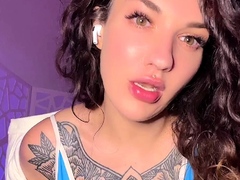 Cute curly brunette solo webcam masturbation