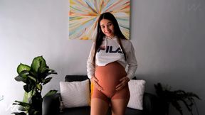 9 month old hottie plays with dildo after workout