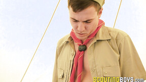 Tall scout gets his hands on a fellow scouts prick