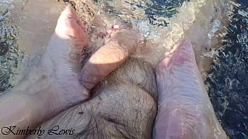 Amateur stepdad gets off on public jacuzzi footjob with stepsisters