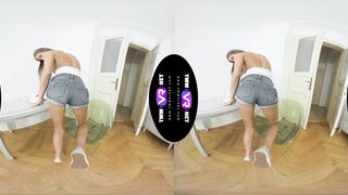 Sweetie rubs cunt to relax