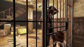 Teen Fallout 4 Anime Brunette Sucks Dick Behind Bars For Hot Blowjob Action