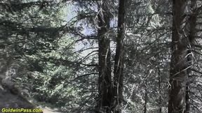 Three lucky guys get wild with dirndl-clad cuties in the forest