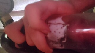 Amateur big cock pumping, edging, and gooning with tina in the chamber watching hamster masturbators