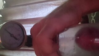 Amateur big cock pumping, edging, and gooning with tina in the chamber watching hamster masturbators