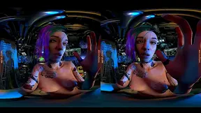 Judy Alvarez Shares Steamy VR Encounter in Neon-Lit Cyberpunk Server Room