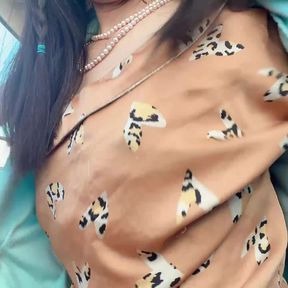 petite body wear sexy dress on the car