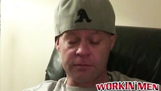 Amateur bald dude strokes his dick until it is really hard