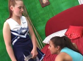 Cheerleader fucking her ebony friend