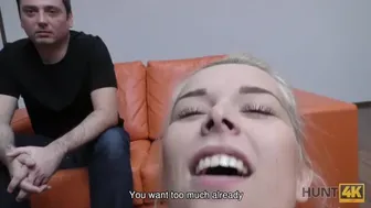 Curious man buys blonde teen's pussy from fighting couple in public