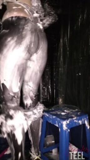 Naughty secretary is covered in shaving cream