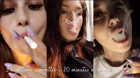 3 - that's right, THREE - nighttime cigarettes - 20 minutes of smoking!!! (great value)