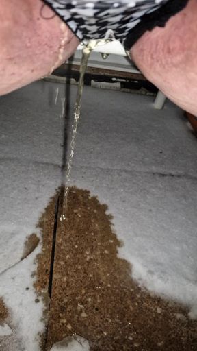 Warm pee on cold snow