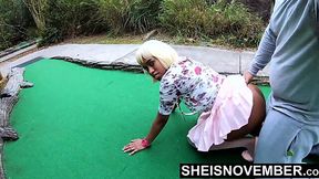 Hot Ebony Spinner Takes Slow Motion Creampie in Public while Being Spanked from Behind