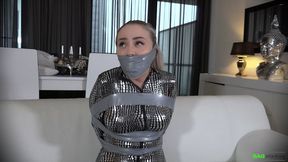 Aubrey - PVC Tape Gagged While in Tape Bondage FULL Bondage + 3 Gags Video MP4 HD