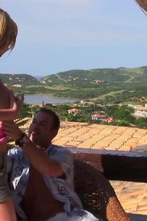 Beautiful milf with perfect curves gets double penetrated on the balcony