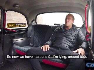 CZECH XXX - Sexy Blond Taxi Driver with Hugh BREASTS gets Twat Licking Orgasms