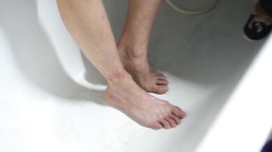 Milk bath! Squirting milk out of my boobs while giving him a blowjob