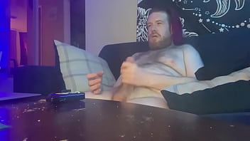 Pink haired bear sniffs pits, jerks off and cums into briefs