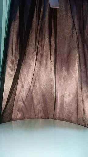 Masturbating and cumming wearing cute and gorgeous satin longdress
