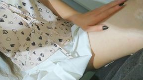 Just a cute girl wearing a white skirts and a cute tshirt being naughty, tongue fetish and masturbation