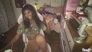 Transparent Fleshlight Cock Milking - Trans Girl Vanniall Stuffs Her BBC In Clear Toy and Cums on her Own Face! FULL cam show