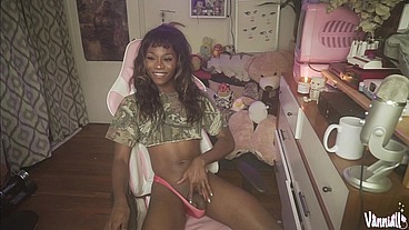 Transparent Fleshlight Cock Milking - Trans Girl Vanniall Stuffs Her BBC In Clear Toy and Cums on her Own Face! FULL cam show