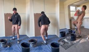 Gay tradie plasterer gets totally wrecked with his big cock bulging his tight ass