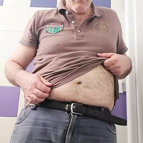 Striptease and Ass and Handjob and Cum at Work in the Factory Bathroom