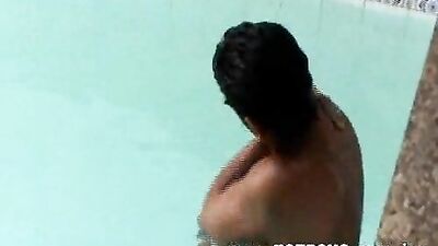 Golden God of Brazilian Swimmers Masturbates After Diving into the Pool, Leaving Us Breathless