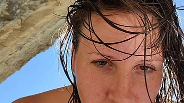 Public SEX. Step MOM fuck with StepSon on a Nudist Beach. He Cums on her Big ASS