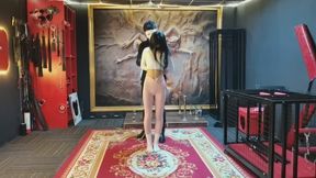 Disciplining a girl in pink yoga pants