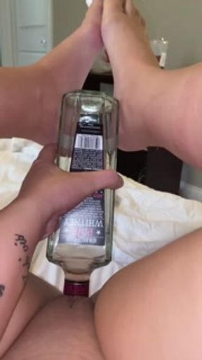 Pink Whitney Bottle In Pussy - Horny OF Model @Misstraptrin Fucks Tight Wet Pussy With A Bottle