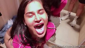 Risking it all for a delicious public blowjob and doggy style in dressing room