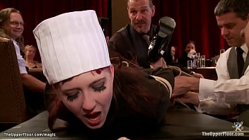 Bound chef ass fucked at bdsm party