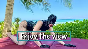 Enjoy the view of this perfect rubber doll in paradise