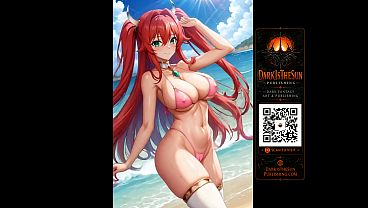 Anime Beach Girls &ndash_  Bikini Showcase | NSFW Anime Art AI Hentai Ecchi Big Boobs- Canvas Art prints Available at DarkIsTheSunPublishing