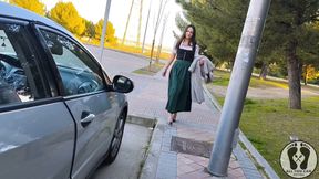 Latina in Dirndl Slut Lipstick Pussy Play, Outdoor Piss &amp; Titty Cum Finish