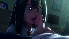 18 Yr Old student 18+ Tsuyu Asui Learns To Blowjob